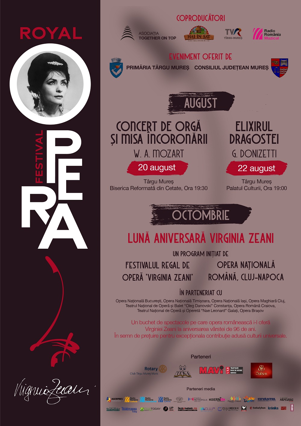 Festivalul Regal de Operă “Virginia Zeani” la Târgu Mureș (20 - 22 august)