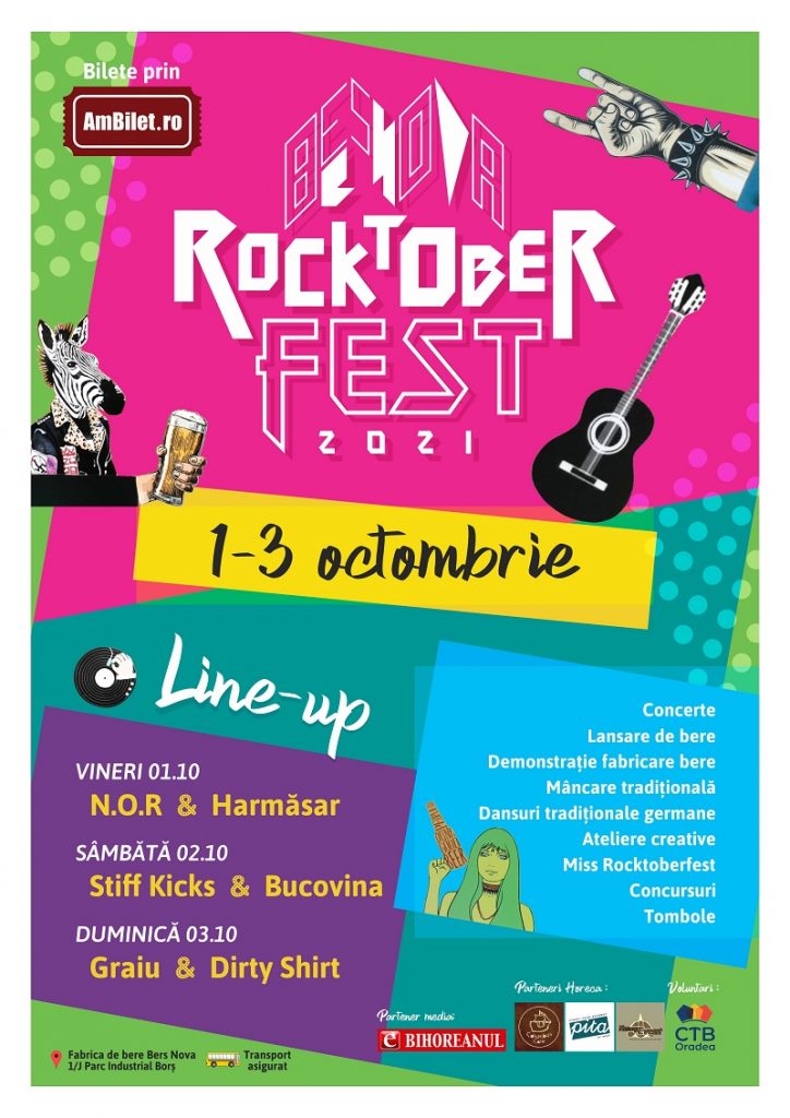 Dirty Shirt, Bucovina, Harmăsar, Graiu, N.O.R. și Stiff Kicks participă la Rocktoberfest 2021 (1 - 3 octombrie, Oradea)