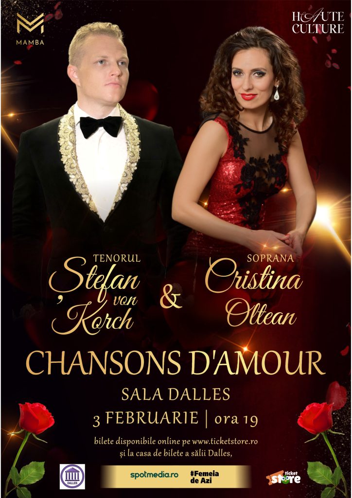 Chansons D’Amour – concert de arii şi duete de dragoste în premieră pe 3 februarie la Sala Dalles